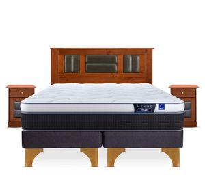 Cama europea 2 plazas Nexus base dividida + set de muebles Lorraine