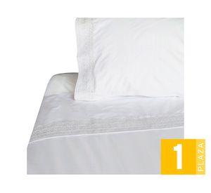 Juego de sábanas 1 plaza 180 hilos broderie blanco