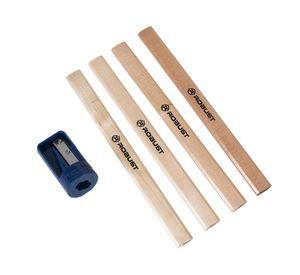 Juego lápices + sacapuntas RVO18-N carpintero madera acero plástico x5 piezas Robust