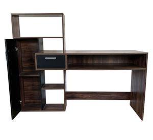 Centro trabajo walnut/negro 1 cajón 1 puerta