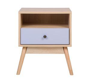 Velador Laika natural/celeste 1 cajón
