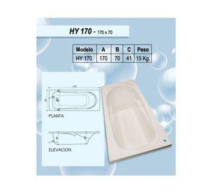 Tina 70x170 cm HY blanco Norglas.