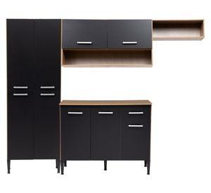 Kit cocina 4 módulos 9 puertas 1 cajón Arizona negro/oak