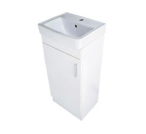 Pack baño mueble&nbsp;Claire&nbsp;blanco + grifería + accesorios + sifón + desagüe