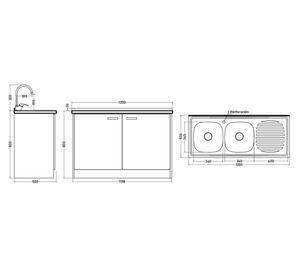 Mueble base lavaplatos derecho 120 cm blanco Tebisa