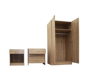 Combo Clóset 2 puertas + Cómoda 3 cajones + Velador 1 cajón natural