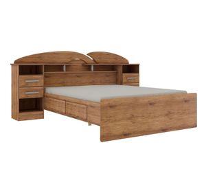 Cama 2 plazas Elite + veladores amaderado Decocasa