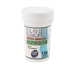 Cloro tableta piscina 1 kg 5 efectos Pura tech