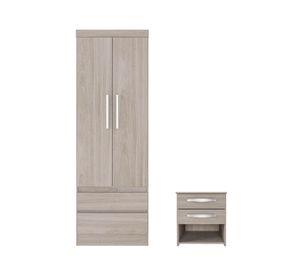Combo Clóset 2 puertas 2 cajones + Velador 2 cajones crema