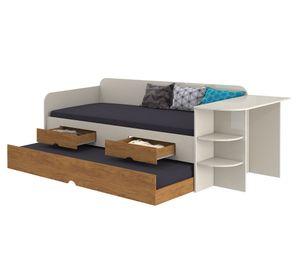 Cama sofá auxiliar 1.5 plazas + escritorio blanco/nogal Decocasa