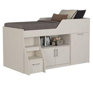 Cama multifuncional 1,5 plazas con escritorio blanco Decocasa
