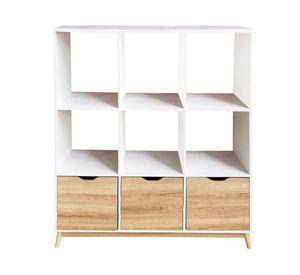 Librero 3 puertas Florencia natural/blanco M+Design