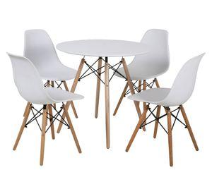 Comedor redondo 4 sillas Atrilsb blanco 75x80x80 cm