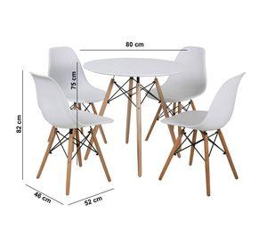 Comedor redondo 4 sillas Atrilsb blanco 75x80x80 cm