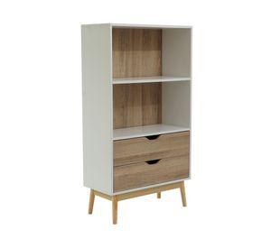 Librero 2 cajones Florencia natural/blanco M+Design