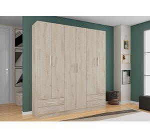 Clóset 6 puertas 4 cajones crema 180x46x200 cm