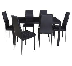 Comedor 6 sillas vidrio negro 75x150x80 cm