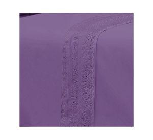 Juego de sábanas 2 plazas Broderie mariane lila 144 hilos