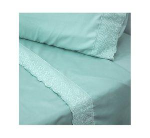 Juego sábanas 2 plazas microfibra Broderie Santorini verde