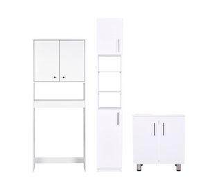 Combo estante 2 puertas + vanitorio + estante organizador blanco
