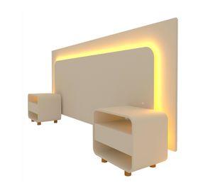 Respaldo 2 plazas + velador Innova Off White
