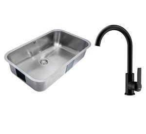Lavaplatos 20x78.7x48.2 cm inox + Grifo negro IN 915 BK