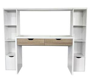 Centro trabajo 2 personas Reine blanco/natural 140x180x45 cm