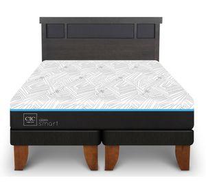 Cama europea Green 2 plazas base dividida + 1 respaldo Dublín gris