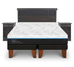 Cama europea Green 2 plazas base dividida + set Villarrica gris