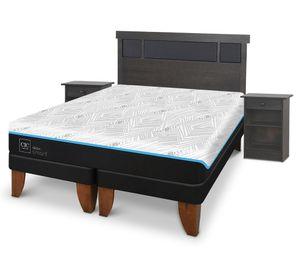Cama europea Green 2 plazas base dividida + set Villarrica gris