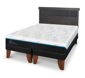Cama europea Green 2 plazas base dividida + 1 respaldo Dublín gris