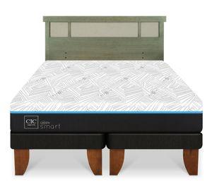 Cama europea Green Infinity king base dividida + respaldo Dublin olivo