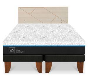 Cama europea Green Infinity king base dividida + respaldo Villarrica alpino