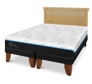 Cama europea Green Infinity king base dividida + respaldo Dublin mostaza