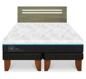 Cama europea Green Infinity 2 plazas base dividida + respaldo Munich olivo