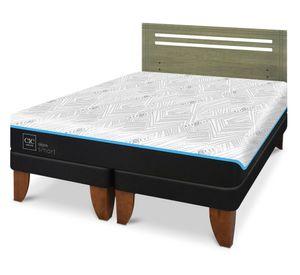 Cama europea Green Infinity 2 plazas base dividida + respaldo Munich olivo