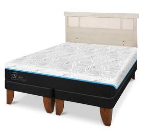 Cama europea Green Infinity king base dividida + respaldo Dublin alpino
