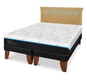Cama europea Green Infinity 2 plazas base dividida + respaldo Dublin mostaza