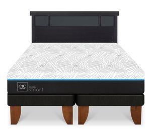 Cama europea Green Infinity 2 plazas base dividida + respaldo Dublín negro