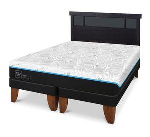 Cama europea Green Infinity 2 plazas base dividida + respaldo Dublín negro
