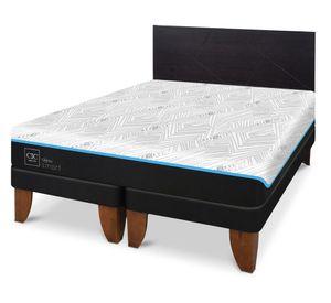 Cama europea Green Infinity king base dividida + respaldo Villarrica gris
