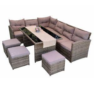 Juego living comedor terraza Antonia 9 personas