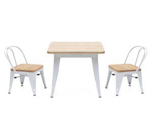 Mesa infantil Becca + 2 sillas natural/blanco