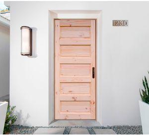 Puerta pino radiata Alcalá 5 paneles nudosa 75x200 cm