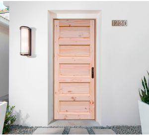 Puerta pino radiata Alcalá 5 paneles nudosa 85x220 cm