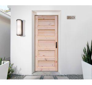 Puerta pino radiata Alcalá 5 paneles nudosa 60x220 cm