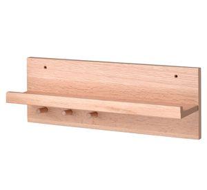 Repisa pared 3 Ganchos natural 11x42x15 cm