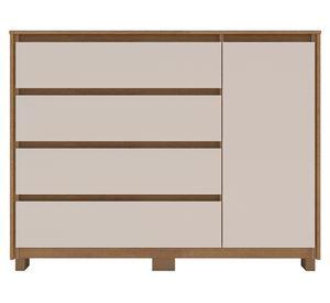 Cómoda Coímbra café/beige 4 cajones 1 puerta