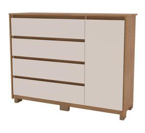Cómoda Coímbra café/beige 4 cajones 1 puerta