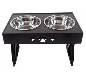 Comedero bebedero ajustable para mascotas 7x20x30 cm negro